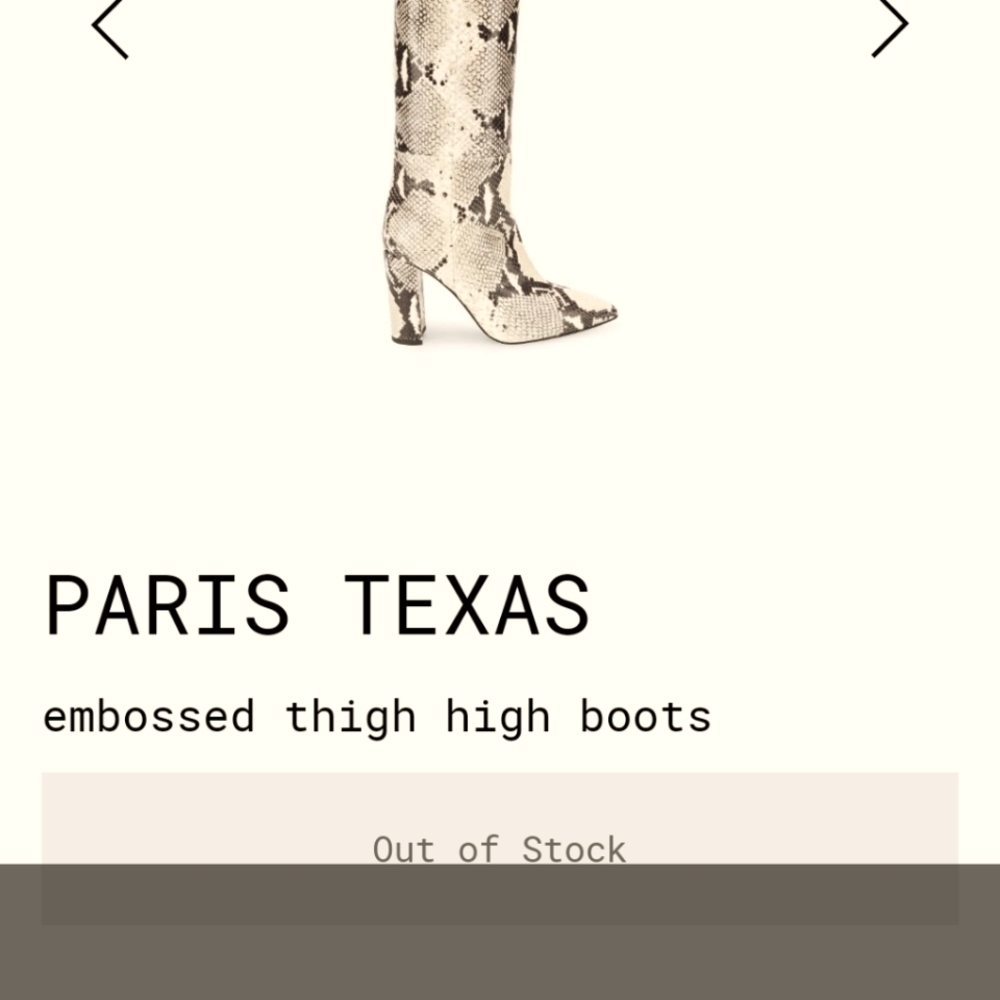 Paris texas embossed snakeskin over the knee boots.